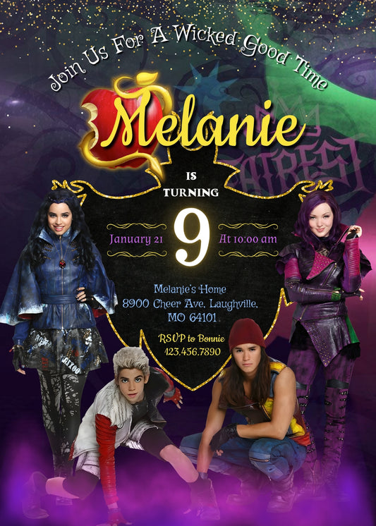Descendants Disney personizable birthday invitation template, instant download, TC276