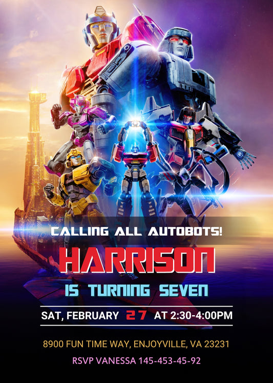 Transformers One Rescue Bots personizable birthday invitation template, instant download, boy, UW222