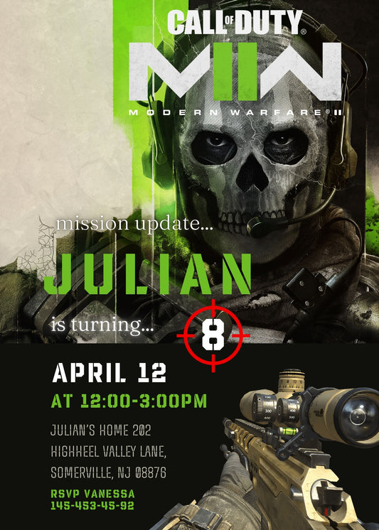 Call of Duty Gamer personizable birthday invitation template, instant download, boy, AP339
