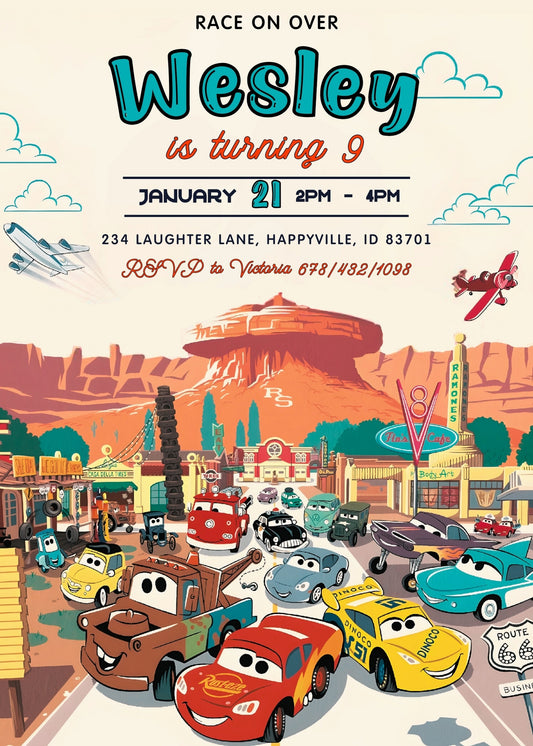 Cars Lightning McQueen personizable birthday invitation template, instant download, boy, SU591