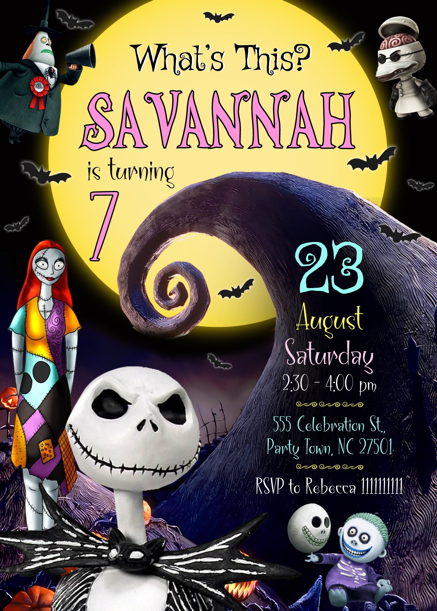 The Nightmare Before Christmas Halloween personizable birthday invitation template, instant download, GN816