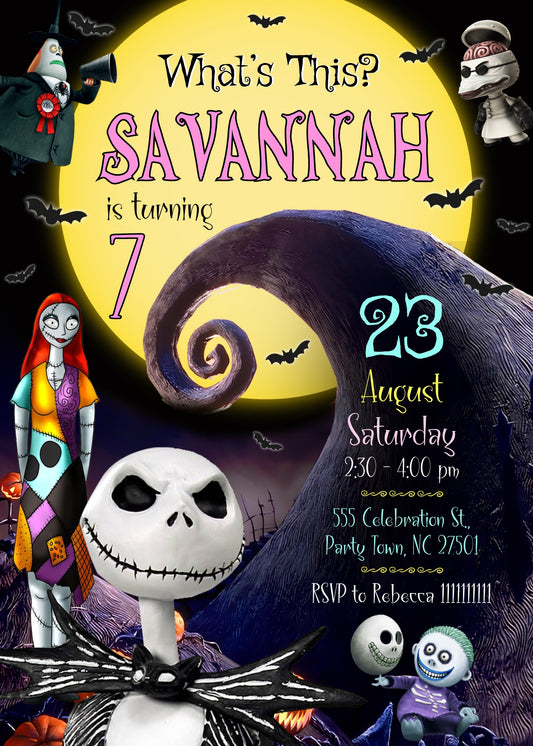 The Nightmare Before Christmas Halloween personizable birthday invitation template, instant download, GN816