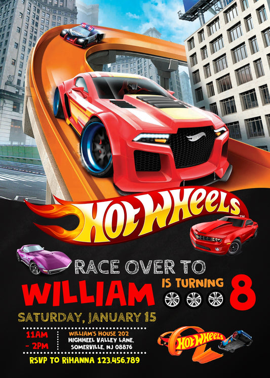 Hot Wheels Racing personizable birthday invitation template, instant download, boy, FK448