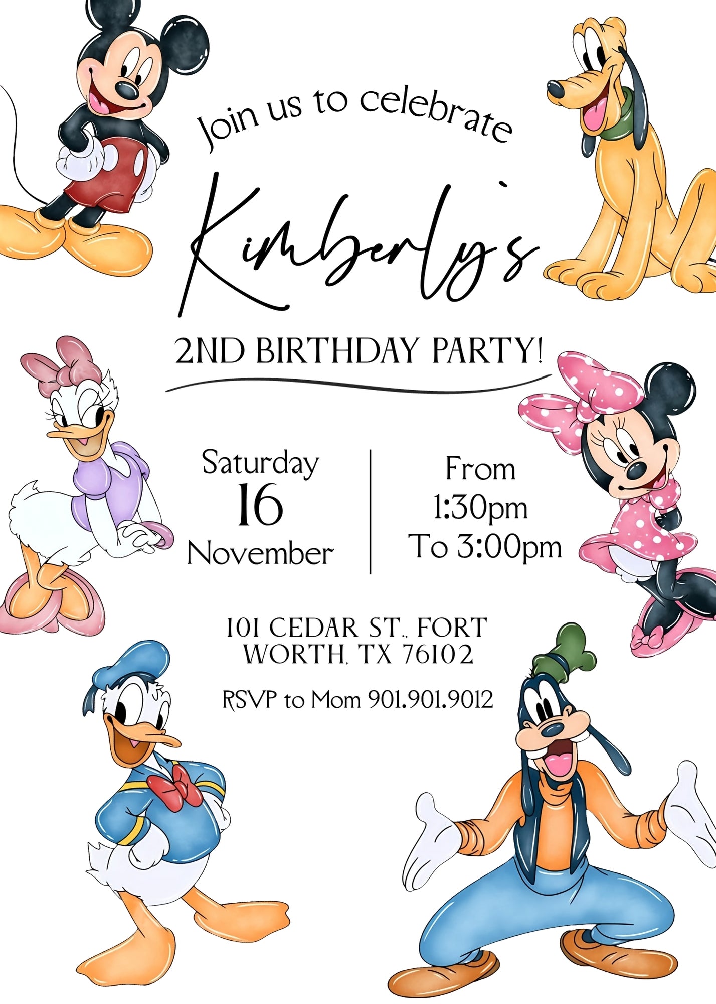 Clubhouse Mickey Mouse customizable birthday invite template, instant download| BG304