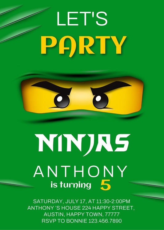 Ninjago Minifigures Lego personizable birthday invitation template, instant download, RB782