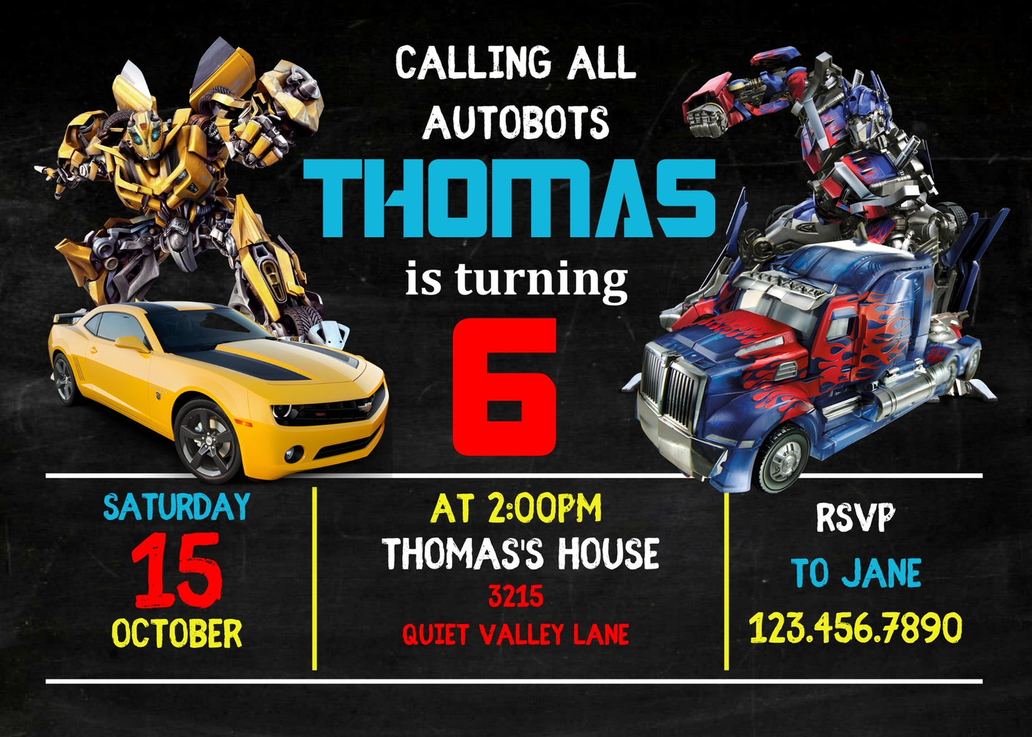 Transformers Rescue Bots personizable birthday invitation template, instant download, boy, QS208