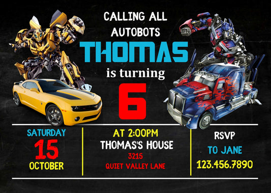 Transformers Rescue Bots personizable birthday invitation template, instant download, boy, QS208