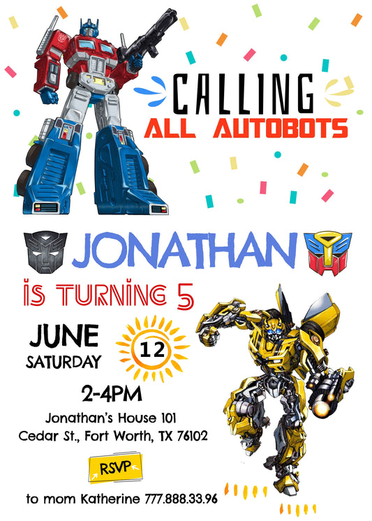 Transformers Rescue Bots personizable birthday invitation template, instant download, boy, ZG251