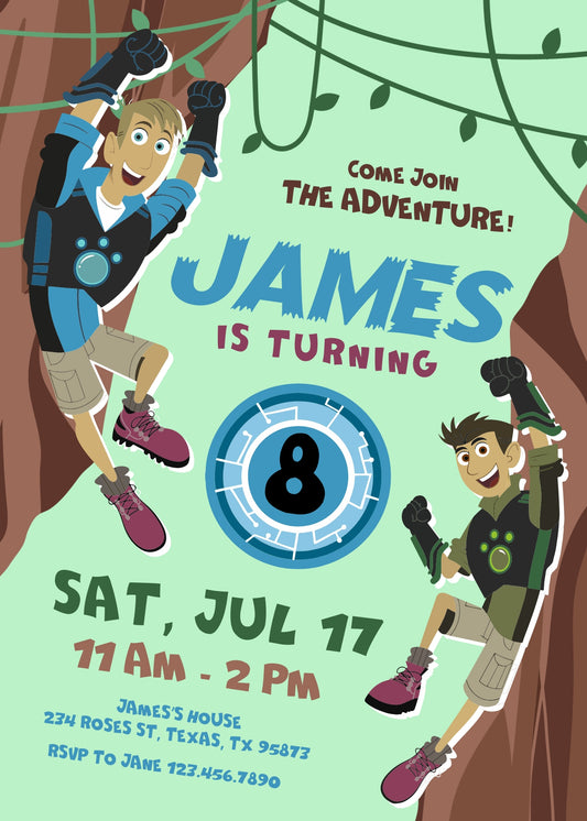 Wild Kratts Creature Hero personizable birthday invitation template, instant download, GP940