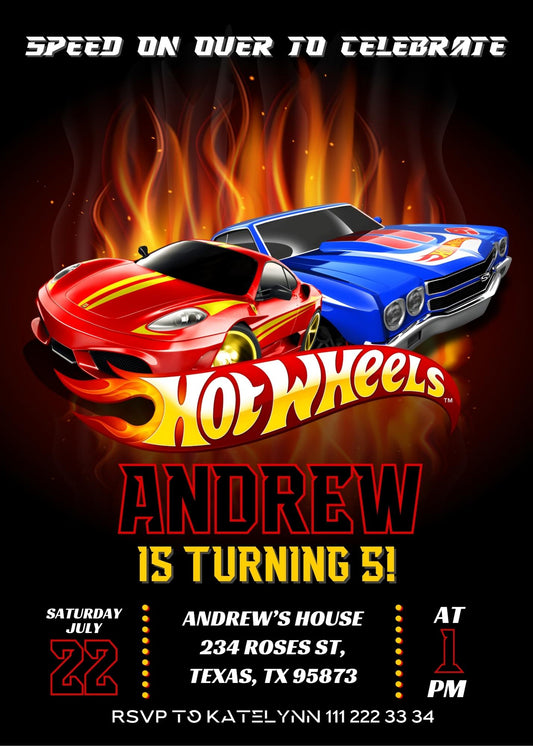 Hot Wheels Racing personizable birthday invitation template, instant download, boy, UP357
