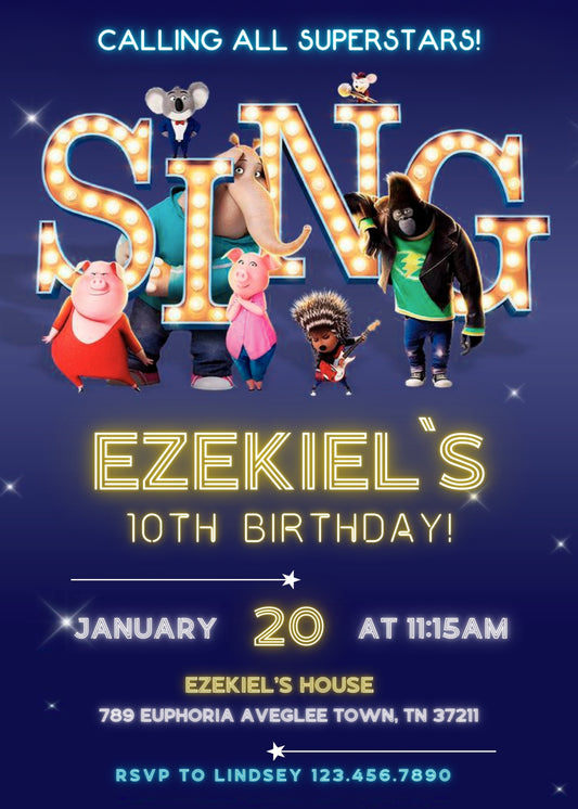 Sing Two Karaoke personizable birthday invitation template, instant download, SU394