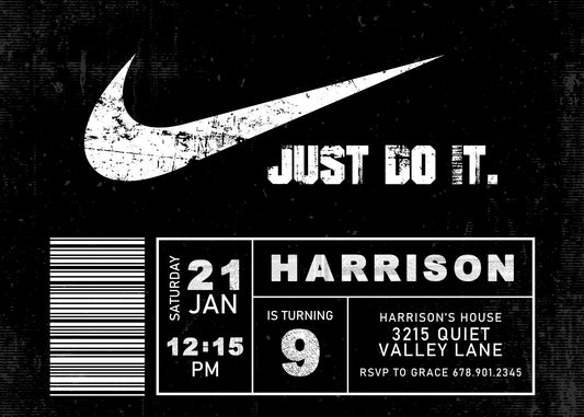 Sneaker Ball Air Jordan Nike personizable birthday invitation template, instant download, TW381
