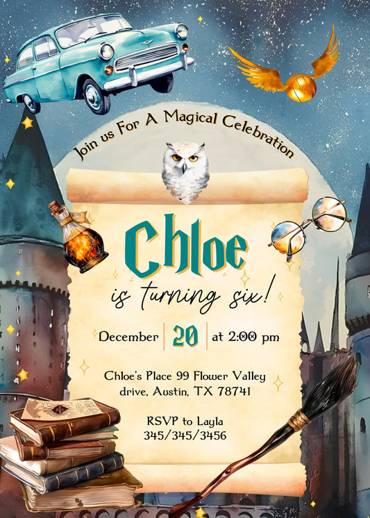 Harry Potter personizable birthday invitation template, instant download, PM284
