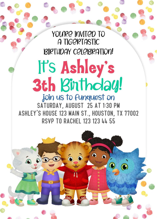 Daniel Tiger's Neighborhood personizable birthday invitation template, instant download, SH790