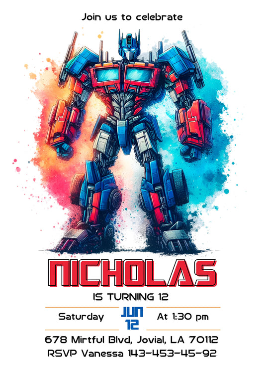 Transformers Rescue Bots personizable birthday invitation template, instant download, boy, MN587