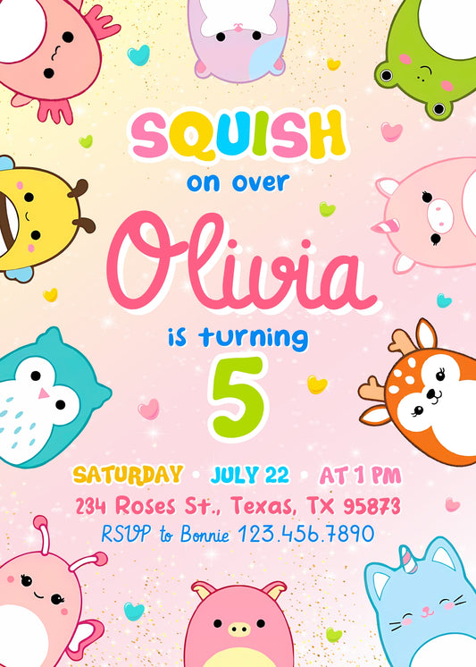Squishmallows personizable birthday invitation template, instant download, RE164