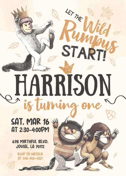 Where The Wild Things Are Maurice Sendak personizable birthday invitation template, instant download, RC607