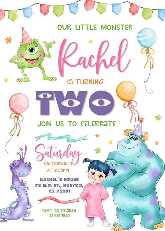 Monsters, Inc. personizable birthday invitation template, instant download, CE042