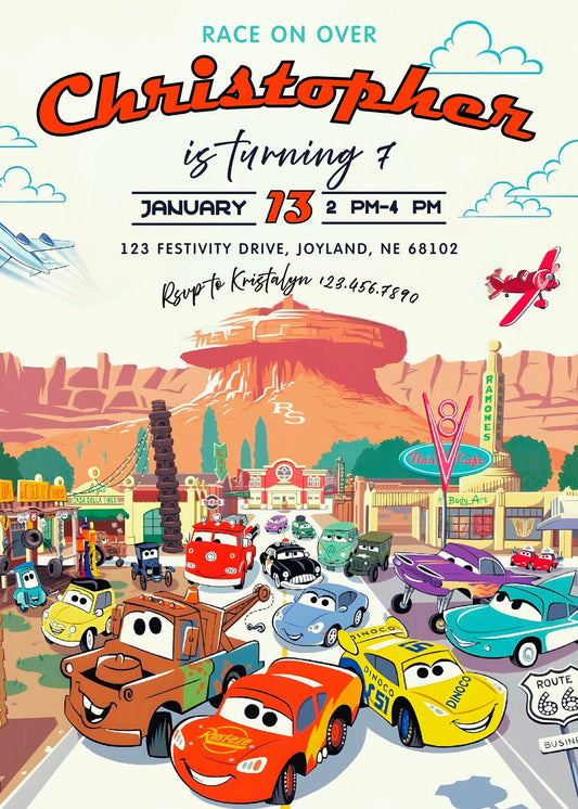 Cars Lightning McQueen customizable birthday invite template, instant download| boy| CP346