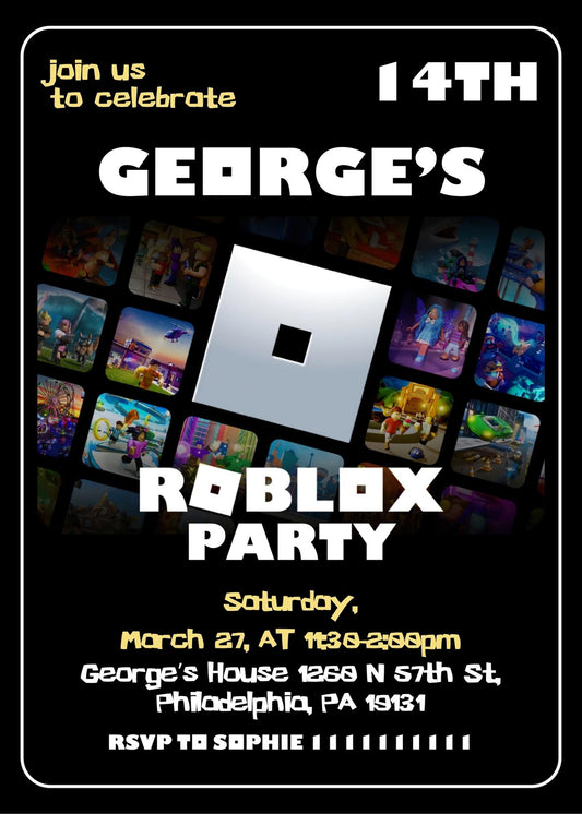 Roblox Gamer personizable birthday invitation template, instant download, LM199