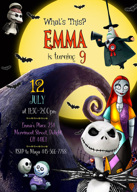 The Nightmare Before Christmas Halloween personizable birthday invitation template, instant download, VH236