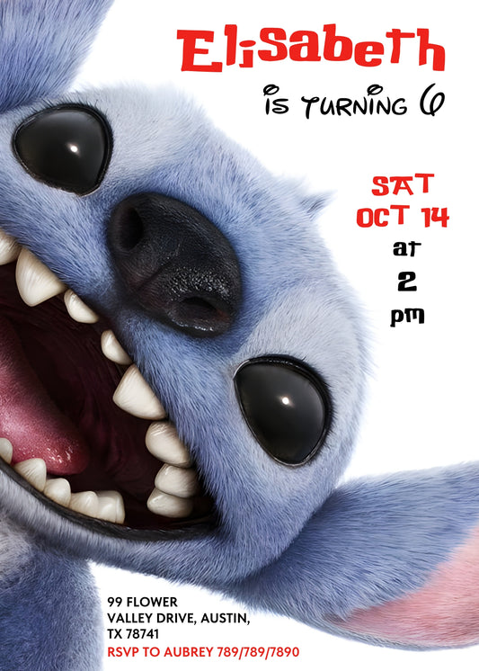 Lilo & Stitch Aloha personizable birthday invitation template, instant download, CJ096