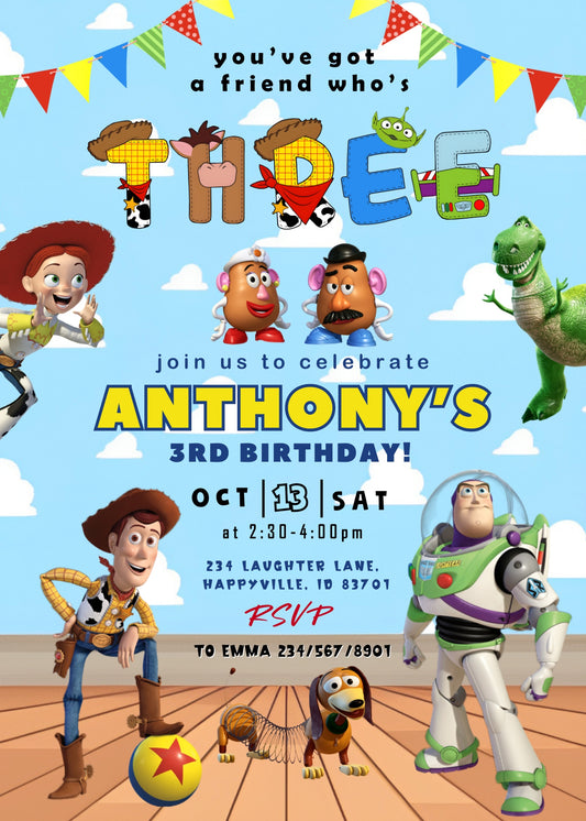 Toy Story Woody personizable birthday invitation template, instant download, QP614