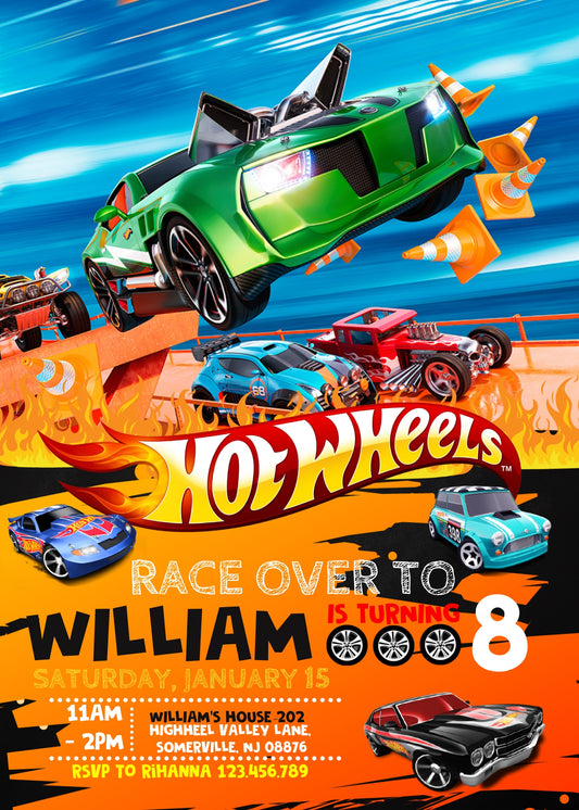 Hot Wheels Racing personizable birthday invitation template, instant download, boy, FA283