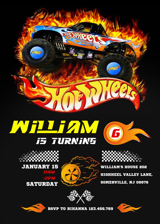 Hot Wheels Racing personizable birthday invitation template, instant download, boy, BZ708