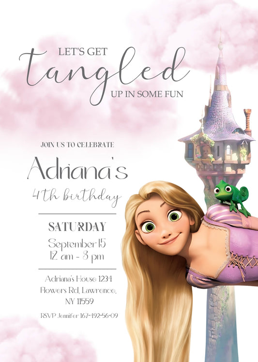 Rapunzel Princess Tangled personizable birthday invitation template, instant download, girl, FG369