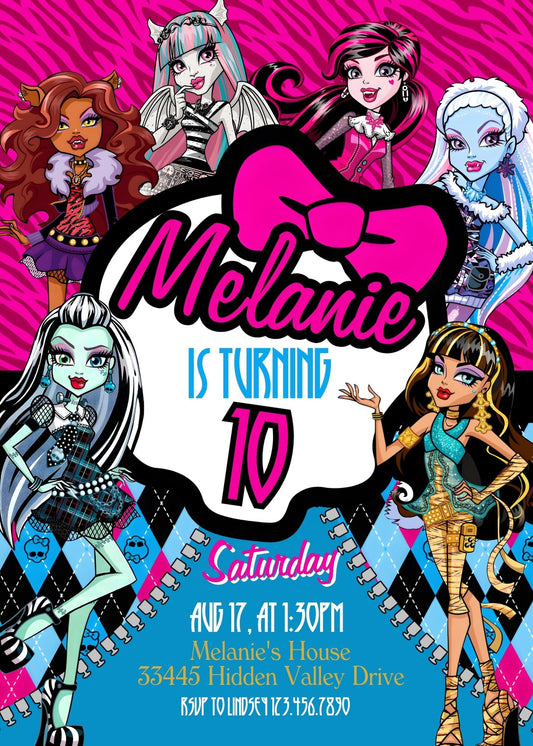Monster High personizable birthday invitation template, instant download, girl, WA498