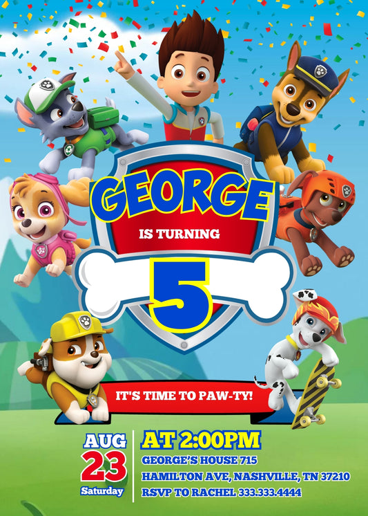 PAW Patrol personizable birthday invitation template, instant download, VV755