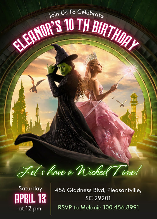 Wicked Musical Movie personizable birthday invitation template, instant download, CT645