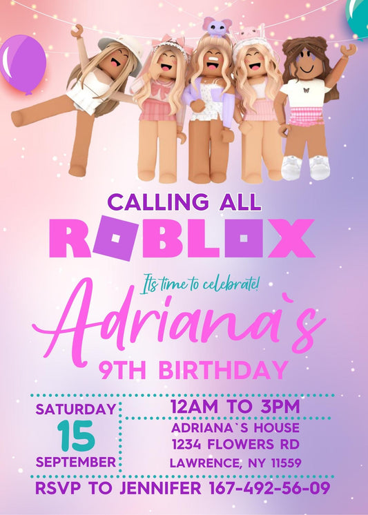 Roblox Gamer personizable birthday invitation template, instant download, IN143