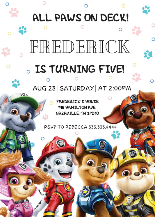 PAW Patrol personizable birthday invitation template, instant download, QB375