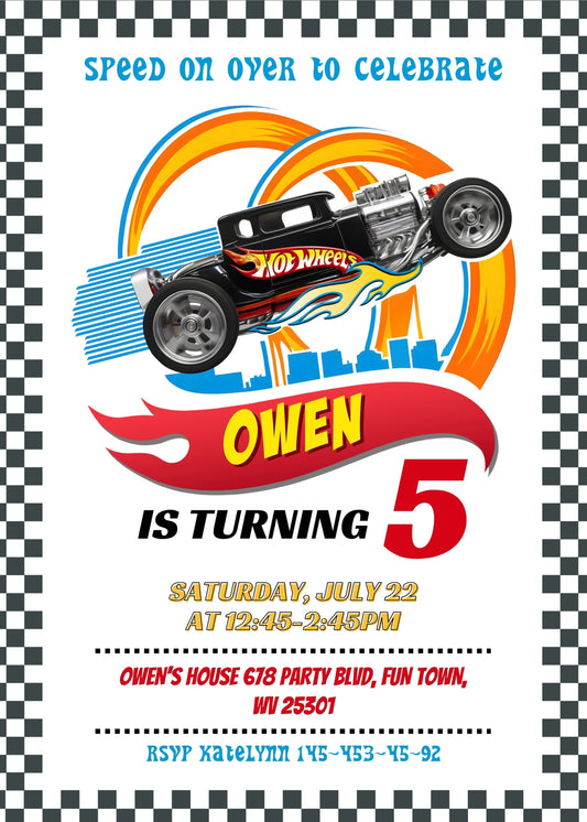 Hot Wheels Racing personizable birthday invitation template, instant download, boy, PG180