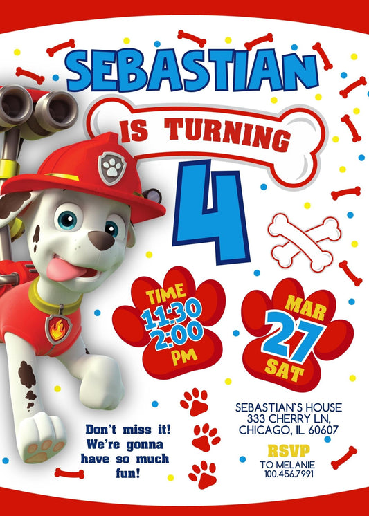 PAW Patrol personizable birthday invitation template, instant download, DU920