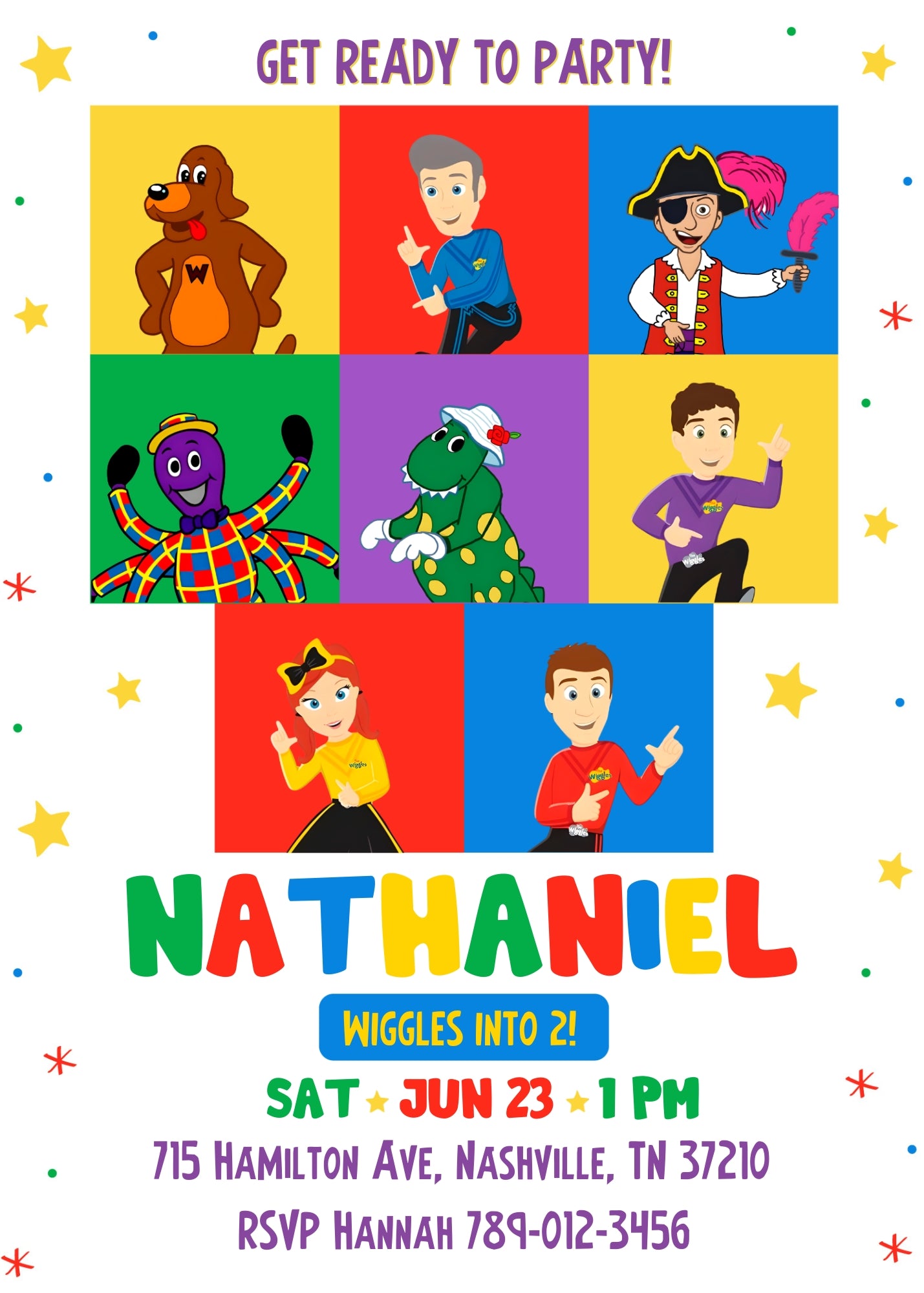 Wiggles One Finger One Thumb personizable birthday invitation template, instant download, UJ918