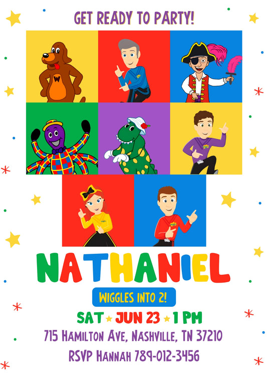 Wiggles One Finger One Thumb personizable birthday invitation template, instant download, UJ918