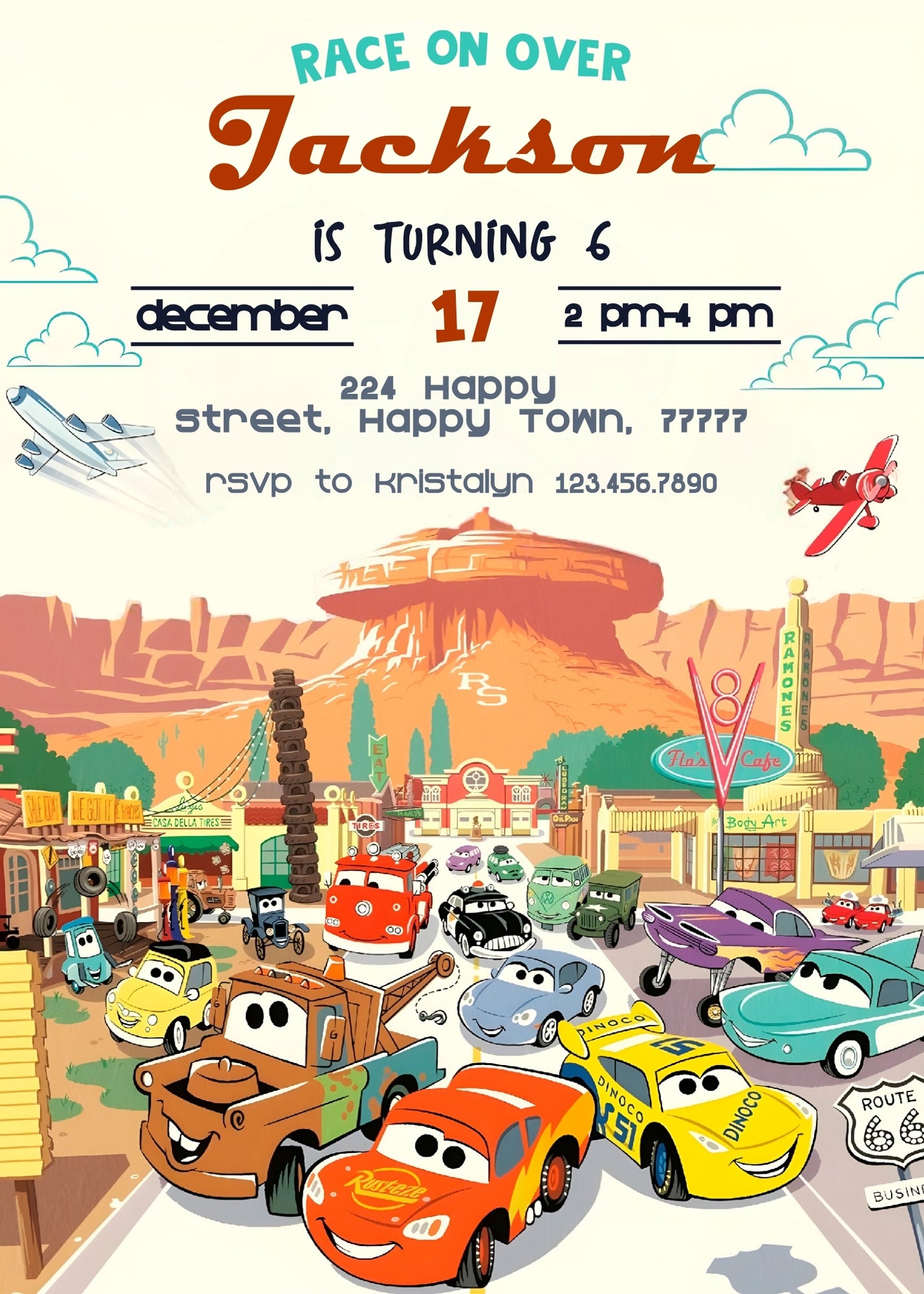 Cars Lightning McQueen personizable birthday invitation template, instant download, boy, FN778