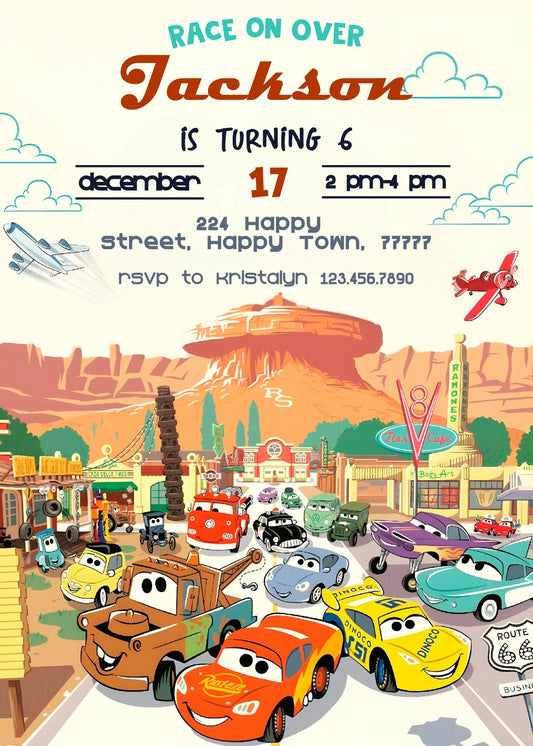 Cars Lightning McQueen personizable birthday invitation template, instant download, boy, FN778