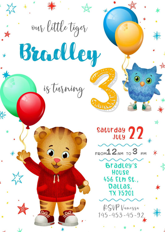 Daniel Tiger's Neighborhood personizable birthday invitation template, instant download, OM166