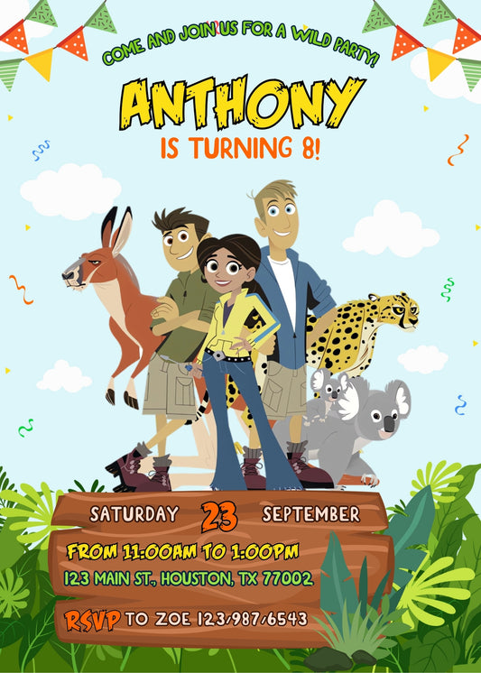 Wild Kratts Creature Hero personizable birthday invitation template, instant download, UR787