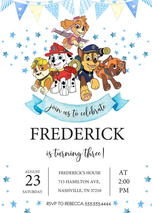 PAW Patrol personizable birthday invitation template, instant download, SF810