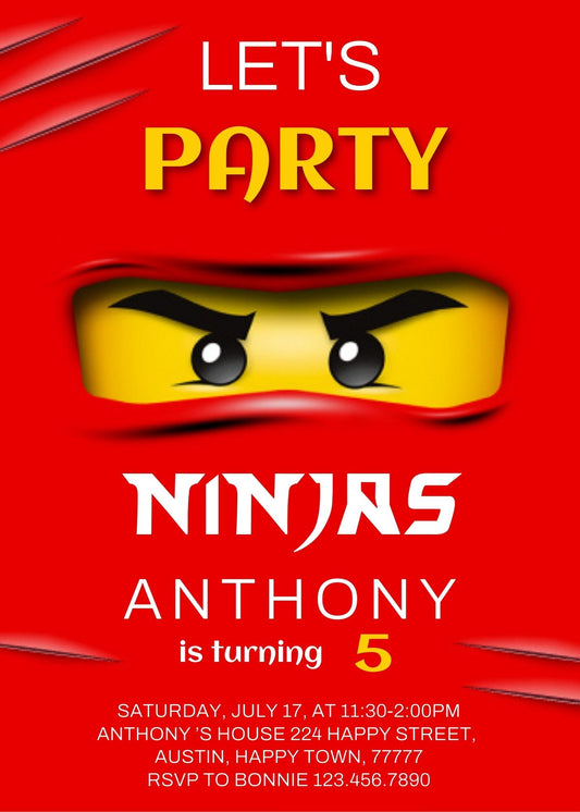 Ninjago Minifigures Lego personizable birthday invitation template, instant download, PW998