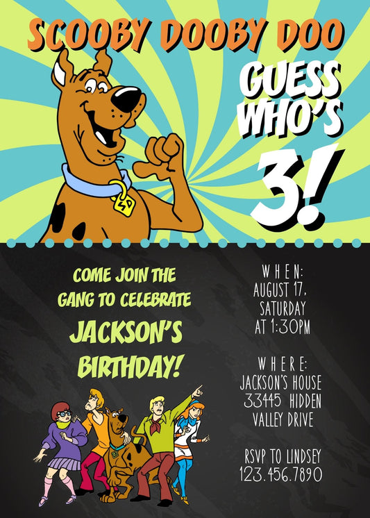 Scooby-Doo personizable birthday invitation template, instant download, KU646