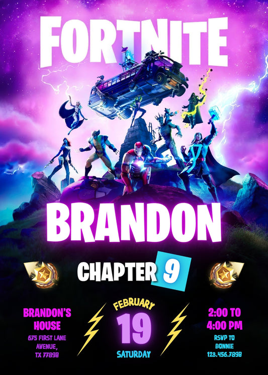 Fortnite Gamer personizable birthday invitation template, instant download, boy, CG187