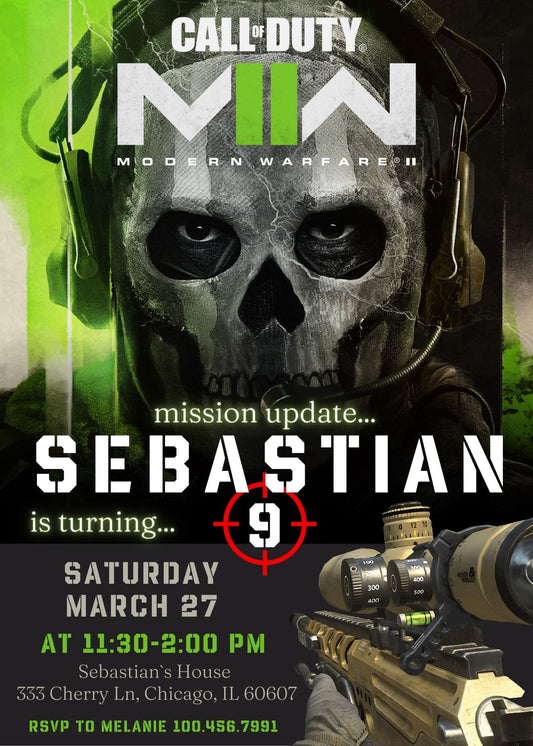 Call of Duty Gamer personizable birthday invitation template, instant download, boy, HJ215