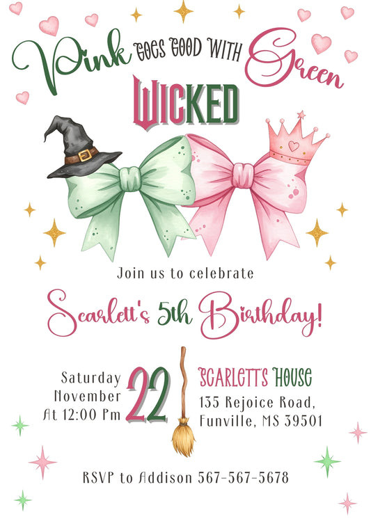 Wicked Musical Movie personizable birthday invitation template, instant download, MS658