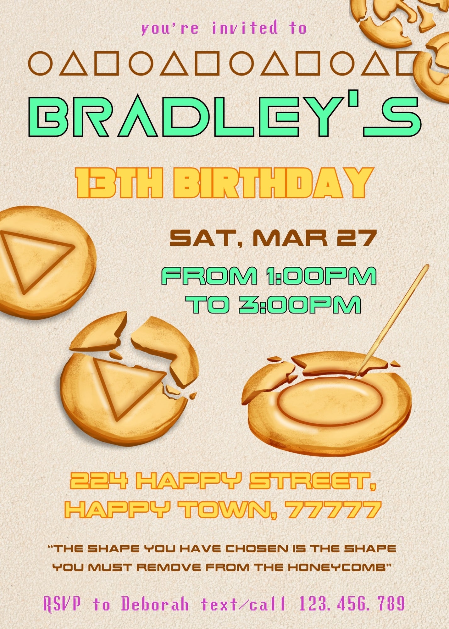 Squid Game customizable birthday invite template, instant download| MW233